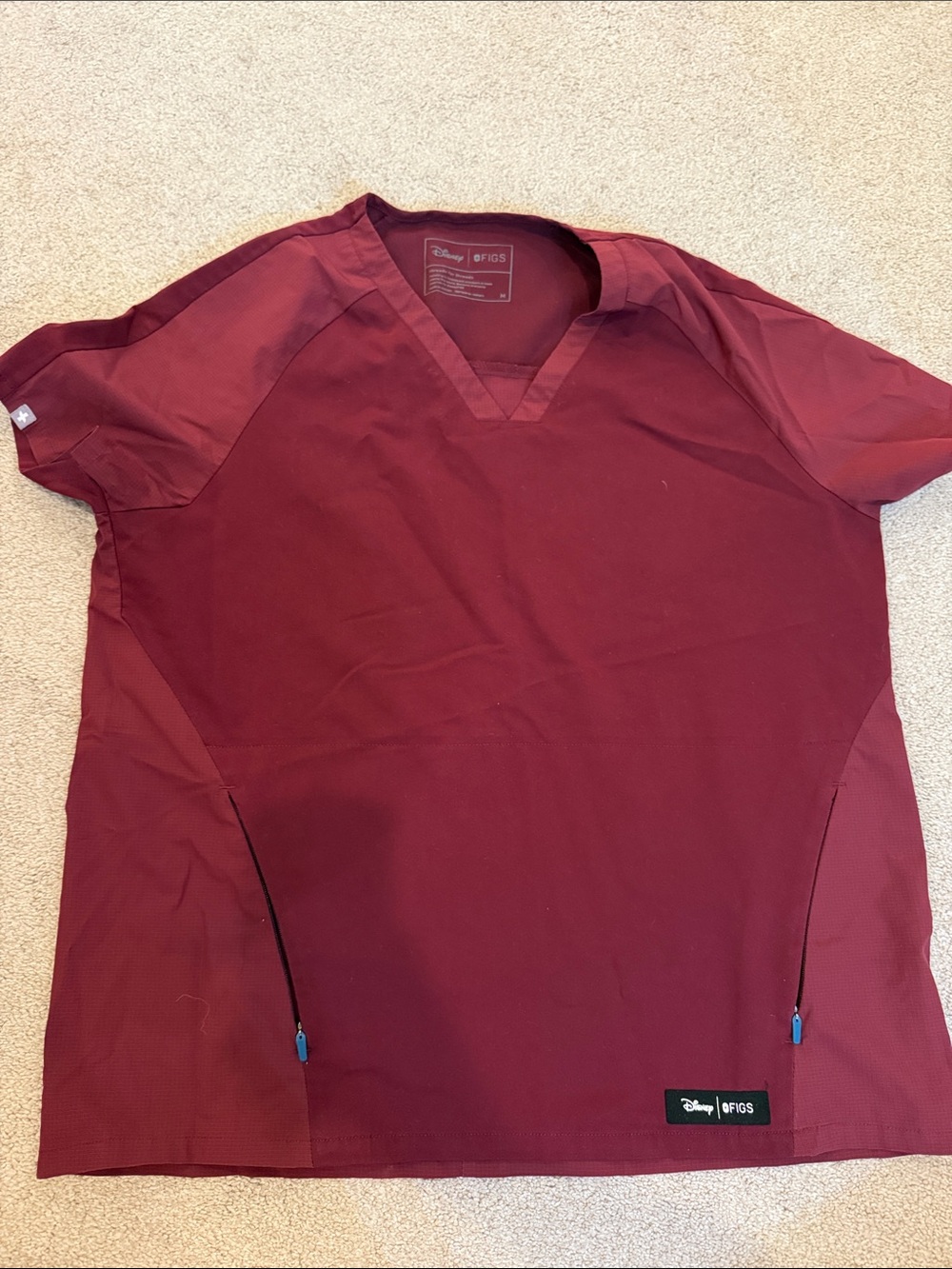 Figs Women’s Disney Short-Sleeve V-Neck Top in Burgundy